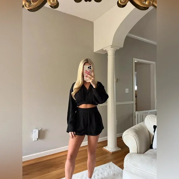 NWOT FREE PEOPLE Stay Cool Set In Black MSRP $98 Size L - Picture 4 of 16